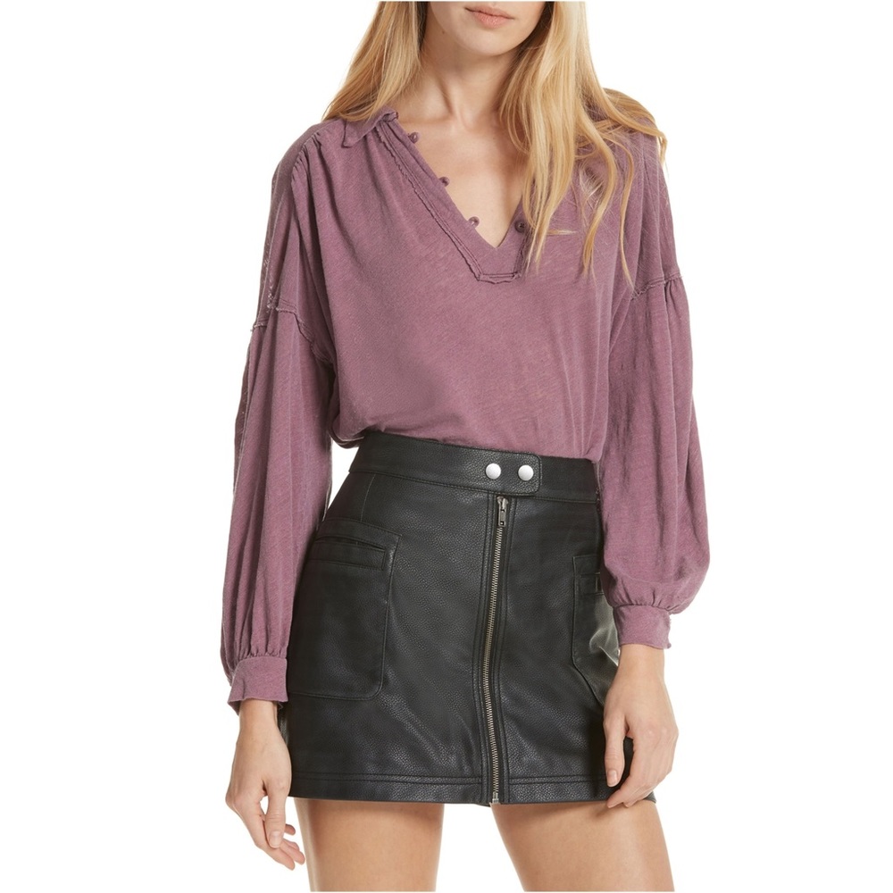 Free people rush hour peasant blouse in mulberry